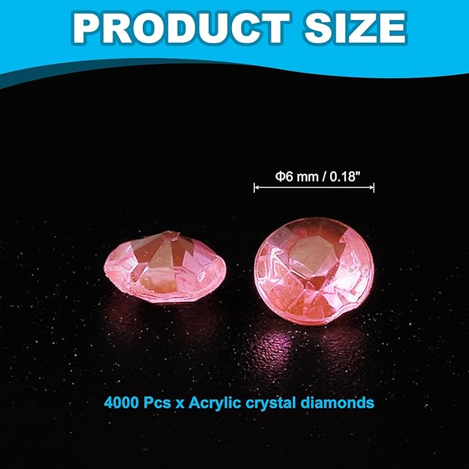 PATIKIL 4000 Pcs Wedding Table Scatter Confetti Crystals 6 mm Acrylic Diamonds Vase Fillers Gems for Table Centerpiece Decorations Party Vase Beads, Light Pink