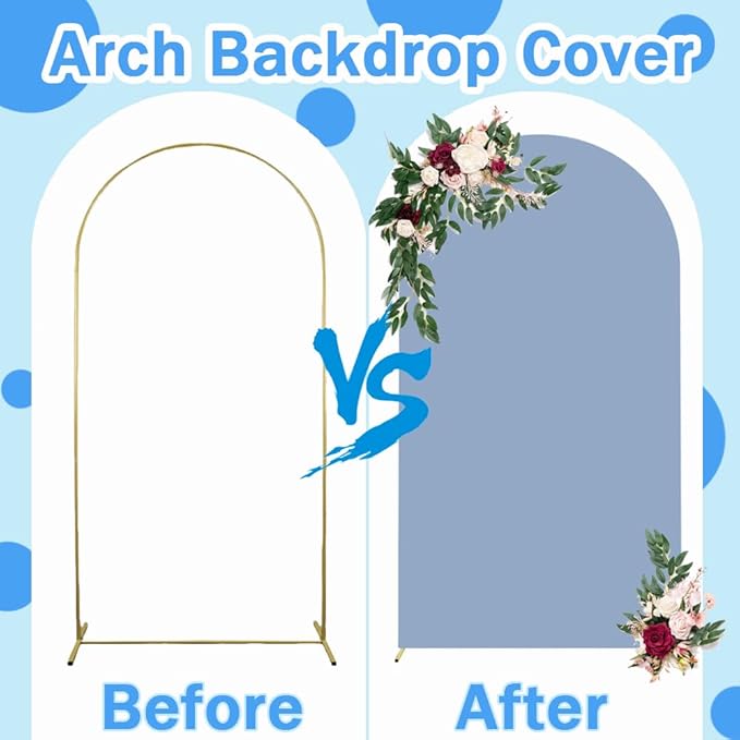 Wedding Arch Cover Dusty Blue Arches Stand Covers 7.2FT Arch-Backdrop-Cover Spandex Arch Covers Stretchy Backdrop for Wall Panels Chiara Back Drop Cover Baby Shower Balloon Party Decorations