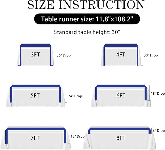 10 Pack Royal Blue Satin Table Runner 12x108 Inches Long, Bright Silky Smooth Satin Table Runner Table Decor for Wedding Banquet Christmas Prom Event Birthday Party