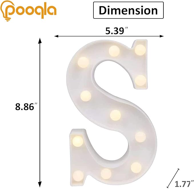 Pooqla LED Marquee Letter Lights Sign, Light Up Alphabet Letter for Home Party Wedding Decoration S