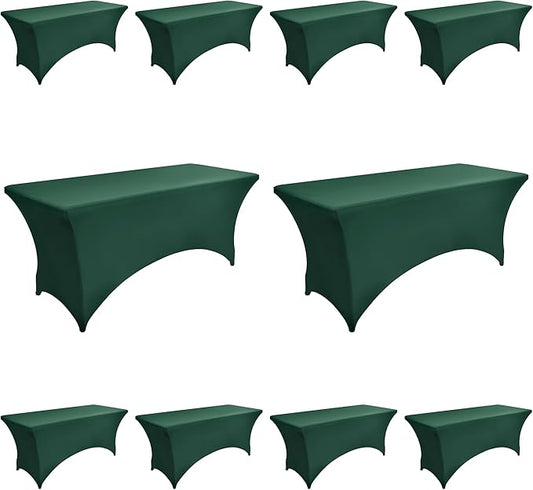 10-Pack 6ft Spandex Table Covers for Rectangle Standard Folding Tables - Wrinkle Resistant Stretch Tablecloths - Ultimate Fitted Table Protector for Parties, Banquet, Wedding