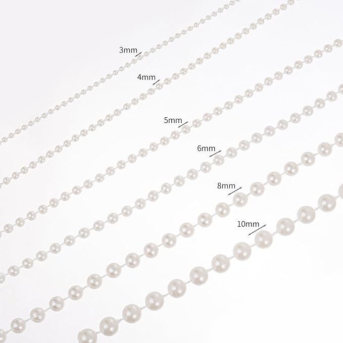 10mm Pearl Strands,9 Yds of Lvory Fake Beads Garland Spool Roll with Stringed Pearls for Crafting,Wedding Party,Christmas Tree Decoration.
