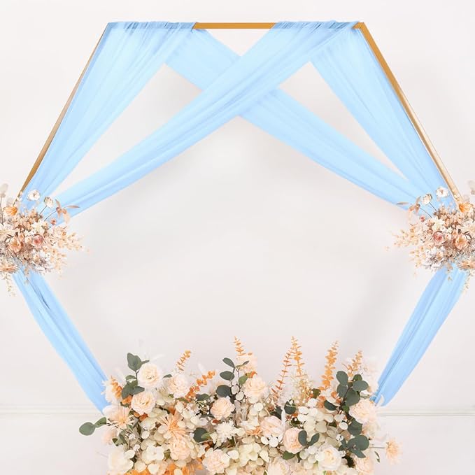 MLMC Baby Blue Wedding Arch Draping Fabric 1 Panel 29" x 20 FT Extra Long Gauze Drapes Sheer Backdrop Curtains 6.6 Yards Outdoor Drapery Panels for Wedding Baby Shower Party Ceiling Decoration