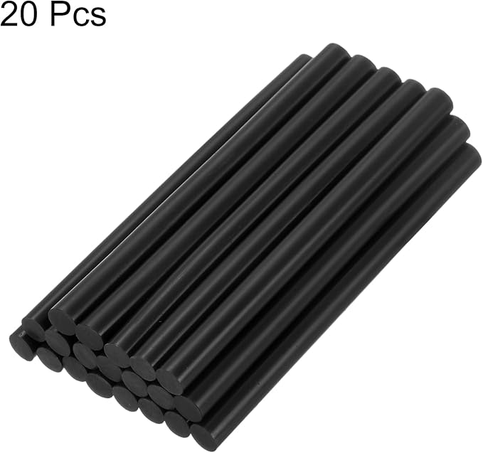 uxcell 20pcs Hot Glue Sticks for Glue Gun 7mm/0.27-inch x 8-inch Mini Hot Melt Adhesive Glue Stick Black