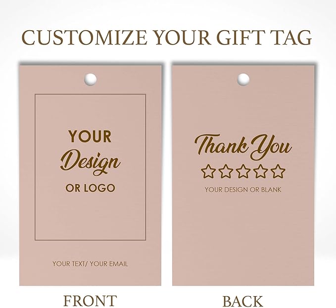 50-200 pcs Custom Hang Tags, Personalized Clothing Tags with Logo & Text, Custom Tag for Handmade Items, Business, Ideal for Apparel, Jewelry, Weddings, Mother's Day, Gift Label