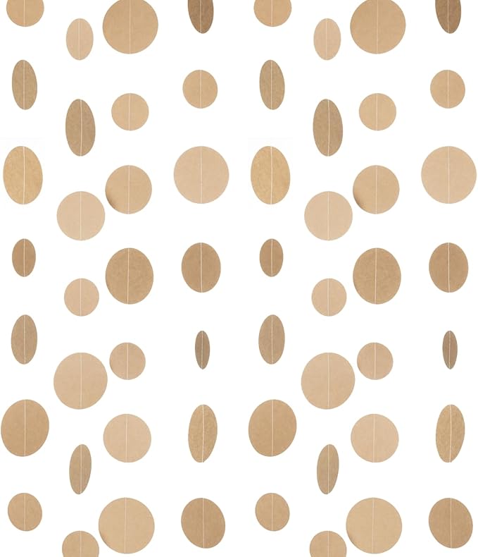 WEVEN Kraft Paper Garlands Circle String Decorations Party Streamers Backdrop, 20 Feet