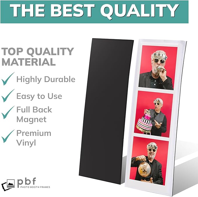pbf PHOTO BOOTH FRAMES 2x6 Magnetic Picture Frames for Refrigerator | 2 x 6 Clear Magnetic Vinyl Frames for Photo Strips for Fridge (10-Pack)