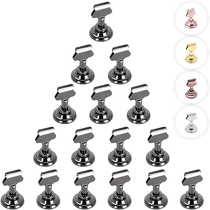 Urban Deco 16PK Table Number Holders Place Card Holders 1.7 Inch Table Card Holders Steel Card Holders for Photos, Food Signs, Memo Notes, Weddings, Restaurants, Birthdays(Nickel Black)
