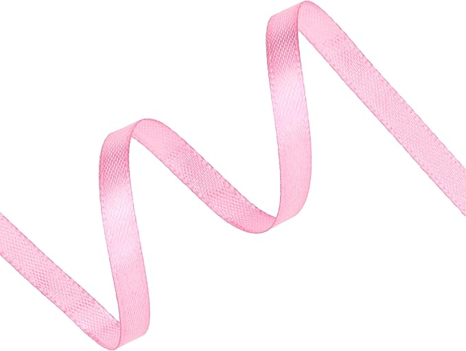 Rose Pink Satin Ribbon 1/4 inch X Continuous 100 Yards, Single Face Polyester Ribbon Perfect for Gift Wrapping, Flower Bouquet, Wedding Decor, Crafts, Bow Making, Sewing and More