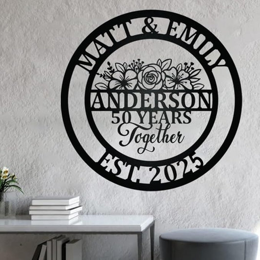 NAZENTI Personalized Metal Sign Wedding Gift For Couple, Wedding Gift, Family Name Sign, Outdoor Name, Anniversary, Home Decor, Front Door