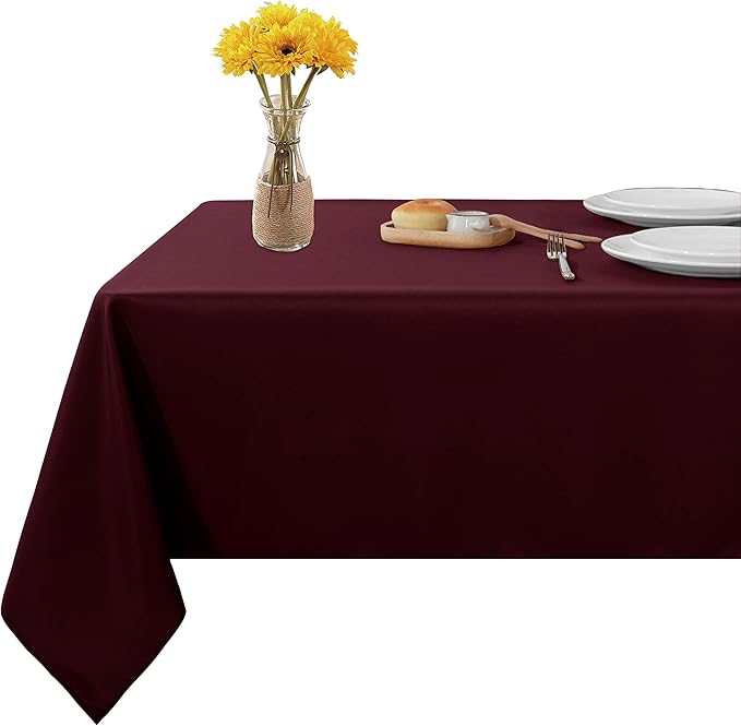 Fitable Square Tablecloth 60x60 inch Tablecloth Stain and Wrinkle Resistant Washable Polyester Table Cloth for Buffet Parties and Camping, Burgundy