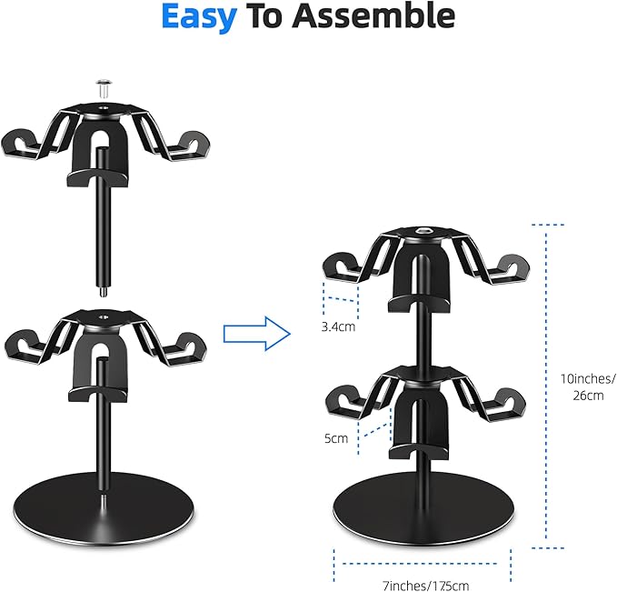 Controller Holder 2 Aluminum Alloy Tier,Headphone Stand - Gaming Controller Stand for Xbox PS5 PS4 Switch,Gaming Controller Headset Holder for Universal Gaming Accessories(Black)