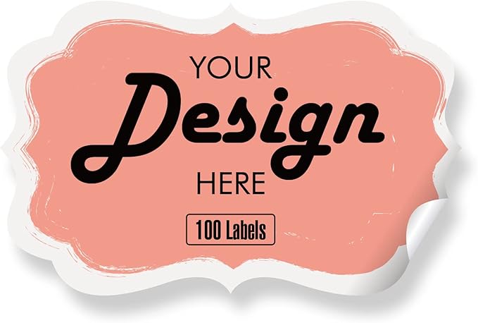 Custom Personalized Labels - Any Design Image Logo Text, Thank You Stickers for Business, 100 Labels (Fancy Frame, 3"x2")