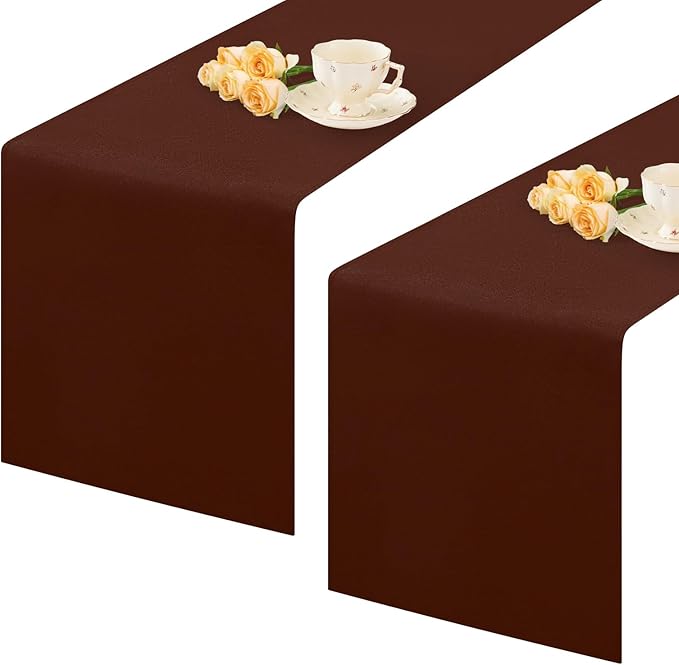 2 Pack Chocolate Long Table Runner 12 x 108 Inch Solid Color Farmhouse Runners Coffee Table Dresser for Daily Party Home Decoration