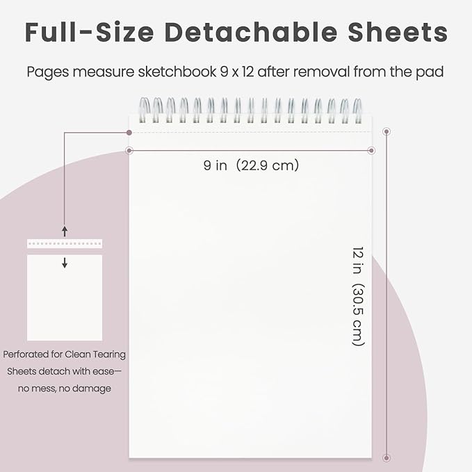 Cute Sketch Book for Kids Ages 8-12 Girls, 1 Pack-100 Sheets Purple Sketch Book 9x12, 68lb/100gsm Cute Sketchbook for Girls, Spiral Sketch Pads for Drawing, Art Supplies for Teens.