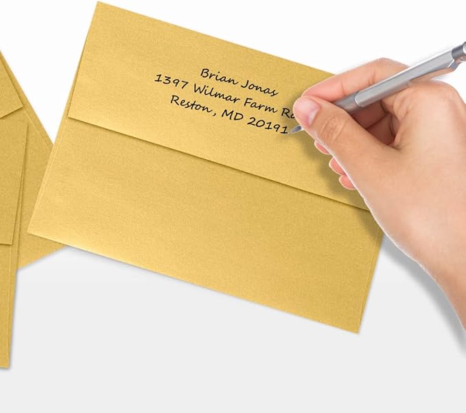 LUXPaper A7 Invitation Envelopes | Peel & Press | 5 1/4" x 7 1/4" | Gold Metallic | 80lb. Text | 50 Qty