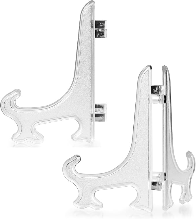 Juvale Clear Mini Easels for Place Cards - 4-Inch Clear Plastic, Pack of 24 - Easels for Pictures - Picture Holders for Tables