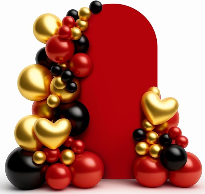 LEBENGURU Upgraded 6FT Wedding Arch Cover, Red Spandex Fitted Arch Backdrop Cover, Round Top Chiara Stand Covers for Birthday Party Baby Shower Banquet Balloon Décor