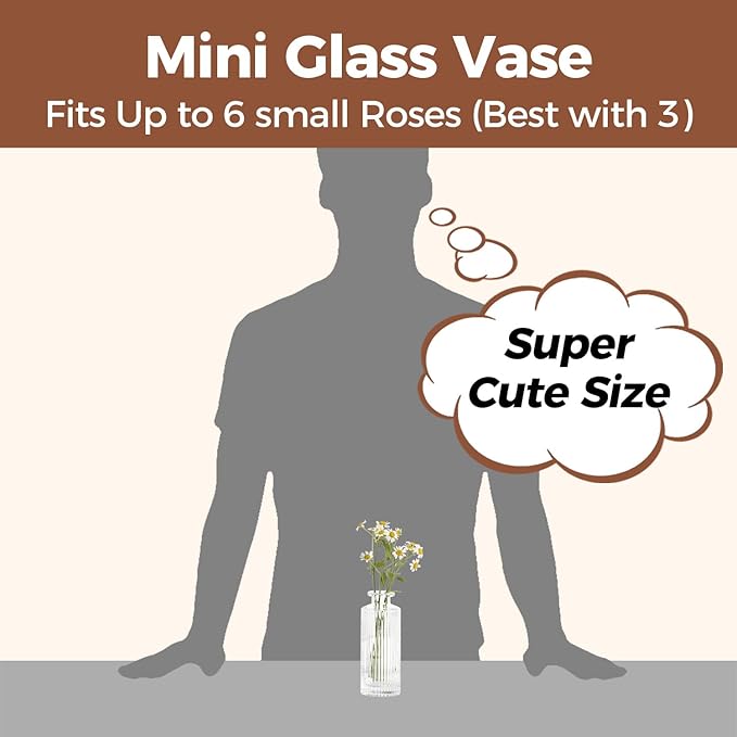 ComSaf Small Bud Vases Set of 12, 5.2 inch Glassl Bud Vase in Bulk, Mini Flower Vase for Centerpiece, Vintage Decorative Vase for Flowers, Wedding, Christmas, Home Decor, Housewarming Gift (Clear)