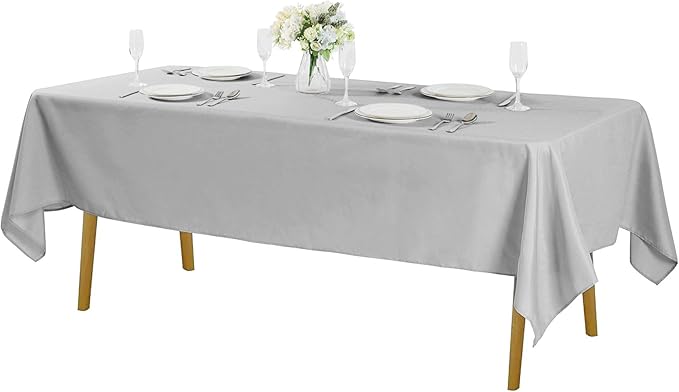 Rectangle Tablecloth 60x120 inch Washable Polyester Fabric Table Cloth for Wedding Party Dining Banquet Decoration（60x120, Silver）