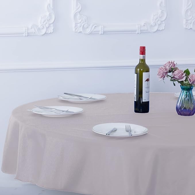 Ascoza 2pack 90 Inch Silver Round Tablecloth in Washable Polyester Fabric for Wedding/Banquet/Restaurant/Parties