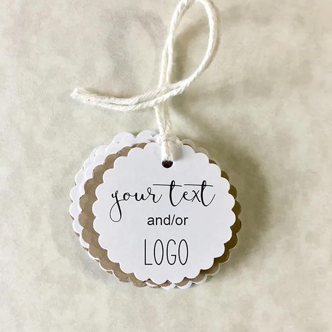 Personalized Gift Tags, Custom Hang Tags with Your Business Logo Small Card Party Decoration Paper Gift Tags for Birthday Wedding Christmas