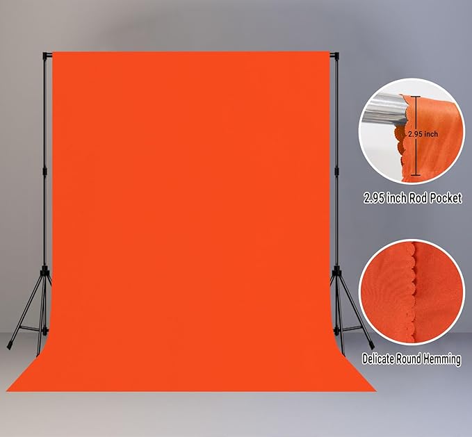 8x10FT Orange Screen Backdrop for Photography Solid Color Photoshoot Background High Density Portrait Screen for TV Recording Photo Video Studio Art Props