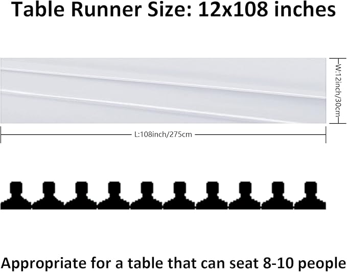 12Pack Table Runner 12 x 108 Inches Satin Silk Table Runner for Wedding, Birthday Party, Banquets, Graduations Decoration, fit Rectange and Round Table-White