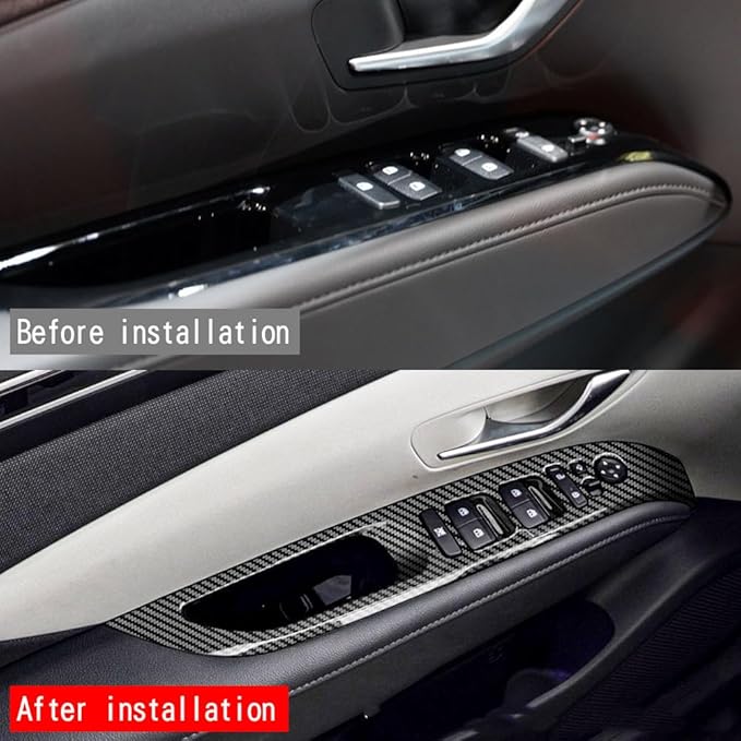 4pcs Carbon Fiber Style Front Rear Doors Window Glass Lift Switch Panel Cover Decorative Sticker Protection Car Interior Accessories for 2022-2024 Hyundai Santa Cruz KT19