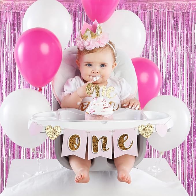 BEISHIDA 4 Pcs Pink Door Streamers Tinsel Curtain Party Streamers Backdrop Fringe Foil Wall Background for Birthday Christmas Wedding Pink Girls Valentine's Day Party Decoration(3.28 ft x 6.56 ft)