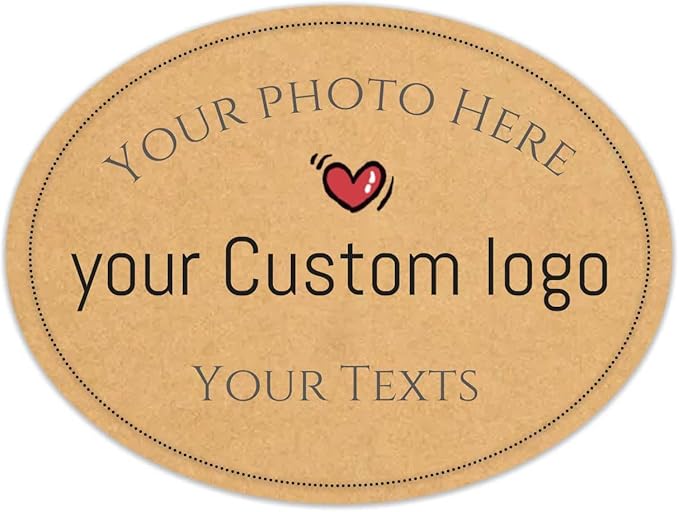 100pcs Personalized Stickers Labels Custom Business Logo Stickers Kraft Paper Labels in Circle, Rectangle, Square, Oval, in 1.5",2", 2.5“, 3”, 4" (Oval)
