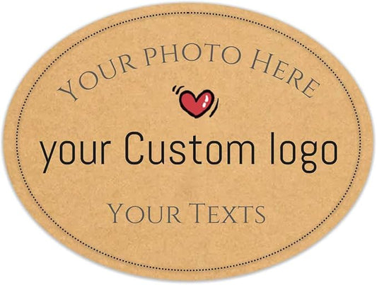100pcs Personalized Stickers Labels Custom Business Logo Stickers Kraft Paper Labels in Circle, Rectangle, Square, Oval, in 1.5",2", 2.5“, 3”, 4" (Oval)