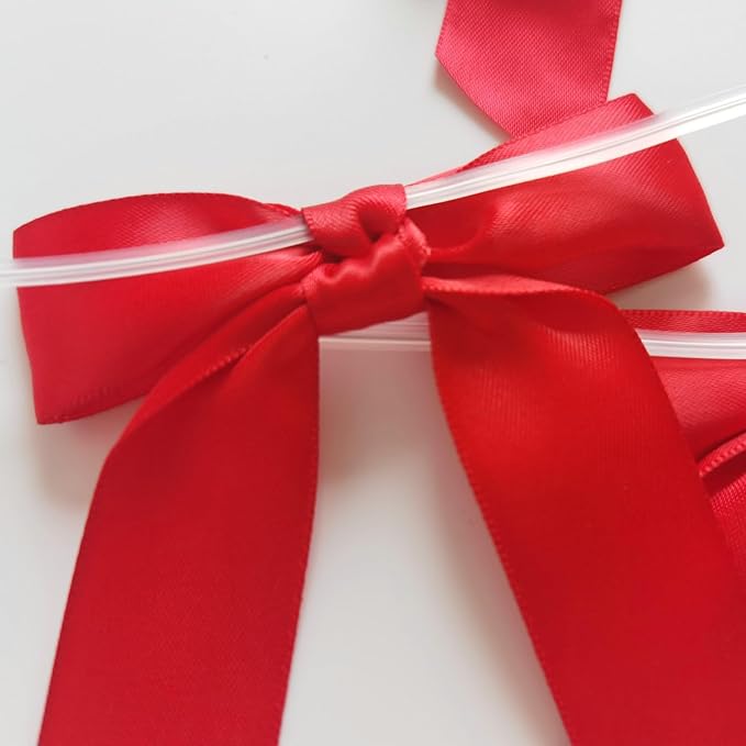 50pcs 3-1/2" Red Satin Ribbon Bows with Twist Ties Giant Bows for Christmas Holiday Gift Packing&Wrapping (Red)