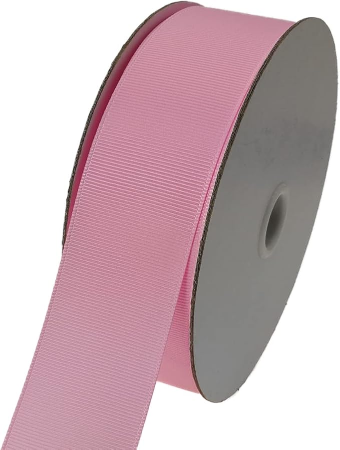 One Roll 50 Yards Soild Pink Grosgrain Ribbon 1 1/2 inch Flower Bouquets Ribbons-1.5 inch Thick Gift Wrapping Ribbon-DIY Crafts Bow Hair Headband Accessories Ribbons #123(38mm)