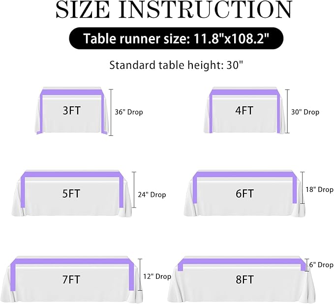 SHEJIZE 2 Pack Lavender Satin Table Runner 12x108 Inches Long, Bright Silky Smooth Satin Table Runner Table Decor for Wedding Banquet Christmas Prom Event Birthday Party