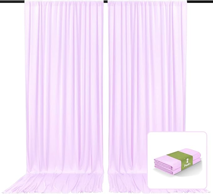 2 Panels Light Purple Backdrop Curtain, 10 x 10 Feet Background Curtains for Parties, Weddings, Baby Showers, Bachelorette Halloween, Christmas Birthday Party Photoshoot Backdrop Curtains Decorations