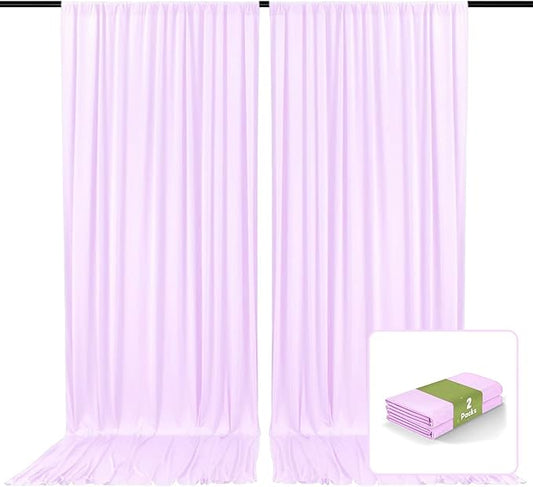 2 Panels Light Purple Backdrop Curtain, 10 x 10 Feet Background Curtains for Parties, Weddings, Baby Showers, Bachelorette Halloween, Christmas Birthday Party Photoshoot Backdrop Curtains Decorations