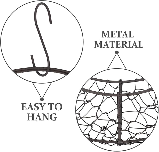 TOYANDONA Round Wire Wreath Frame: Moon Shaped Metal Hanging Sphere Planter Moon Wreath Plant Holder Flower Hanging Basket, Succulent Pot Decor Basket Indoor Outdoor Wall Decor