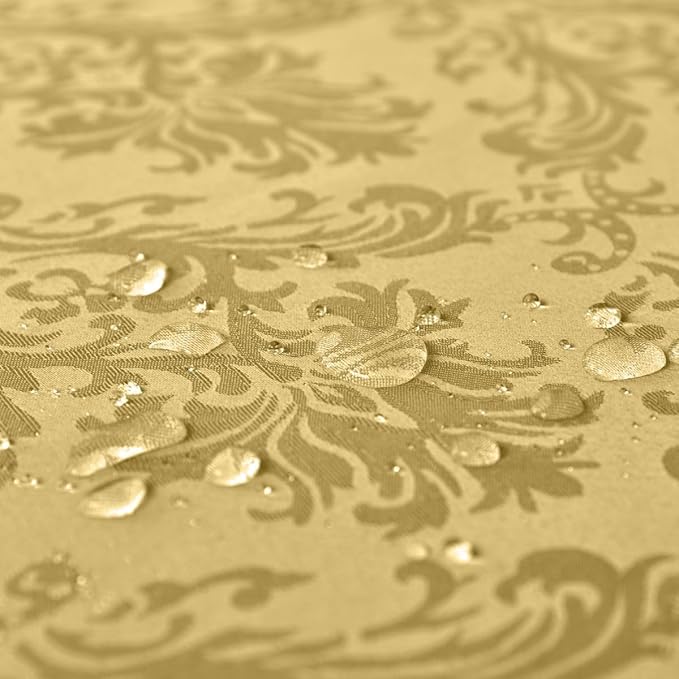 SASTYBALE Jacquard Square Napkin, Damask Wrinkle Resistant Soft Polyester Napkins, Fall Fabric Cloth Napkins for Wedding, Spring, Party, Dinners, Set of 4 (Gold, 20X20 inch Napkin)