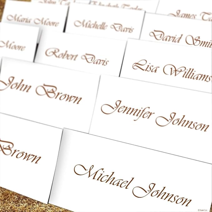Hamilco Blank Tent Name Place Table Cards 3 1/2" x 2" Folded Card Stock - White Cardstock Paper 80lb Cover - 100 Pack