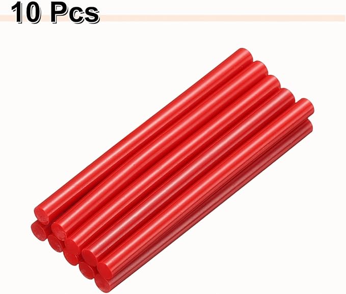 HARFINGTON 10pcs Hot Glue Sticks 0.28" Dia x 3.94" Long EVA Mini Hot Melt Adhesive Glue Stick for Hot Melt Gun Wood Plastic Glass Flowers Fabrics Foam, Red