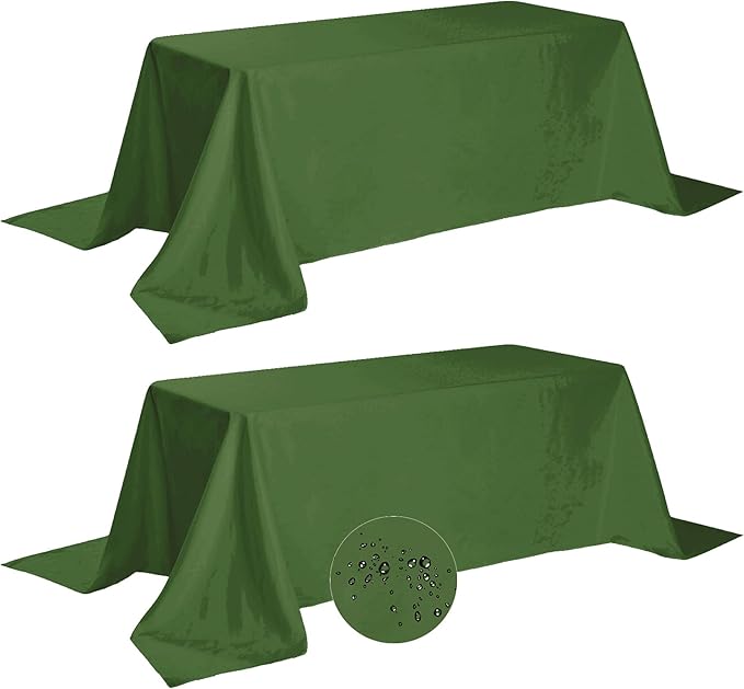 Fokitut 2 Pack Waterproof Rectangle Tablecloth, 90x156 Inch,Stain Resistant and Wrinkle Polyester Table Cloth, Fabric Table Cover for Kitchen Dining, Wedding, Party, Holiday Dinner-Willow