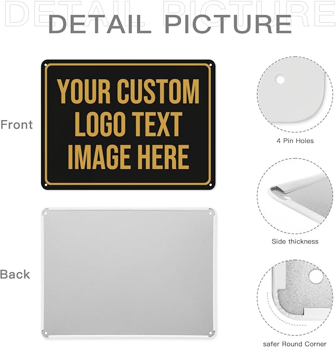 Custom Signs Outdoor Metal Sign Personalized Signs Custom Matal Sign Make Your Own Sign With Text Image Logo For Office Business Workplace Home Bar Indoor Outdoor Use 12"x18"