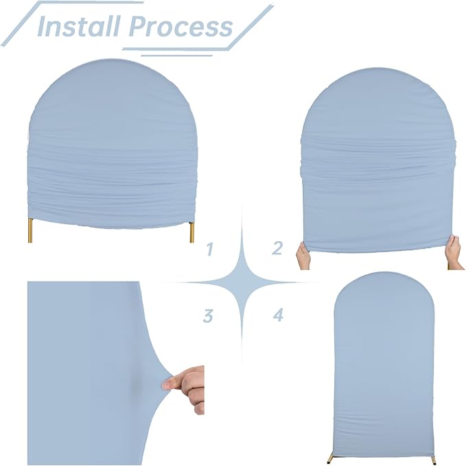 bricia Wedding Arch Backdrop Stand Cover, 6.6FT Double Sided Stretchy Arch Cover Fitted Wedding Birthday Party Banquet Decoration (Bluemist 79.2''Lx39.6''W)