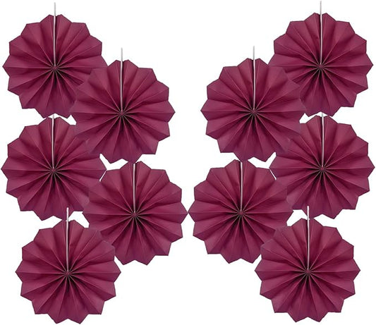 Red Party Decorations,Paper Decorations for Party,Girls Party Decorations Party Paper Fans Bulk 8in,Anniversary Decorations for Party 30 Color DIY Set （Wine Red）