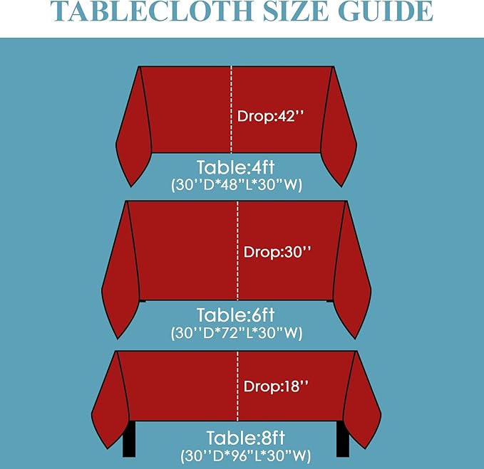 VidaFete Tablecloth 10 Pack 90 * 132inch Rectangle Table Cloth Polyester, Stain Wrinkle Resistant Polyester Dining Table Cover for Kitchen Dinning Party Wedding Rectangular Buffet Decoration(Red)
