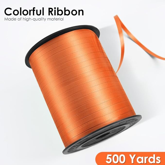 Orange Curling Ribbon, Balloon String 500 Yard for Gift Wrapping, Curly Ribbons, 3/16" for Florist Flower, St Patricks Day, Valentines Day