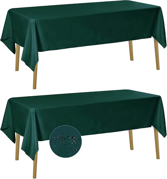 Fokitut 2 Pack Waterproof Rectangle Tablecloth, 60x102 Inch, Stain Resistant and Wrinkle Polyester Table Cloth, Fabric Table Cover for Kitchen Dining, Wedding, Party, Holiday Dinner-Hunter