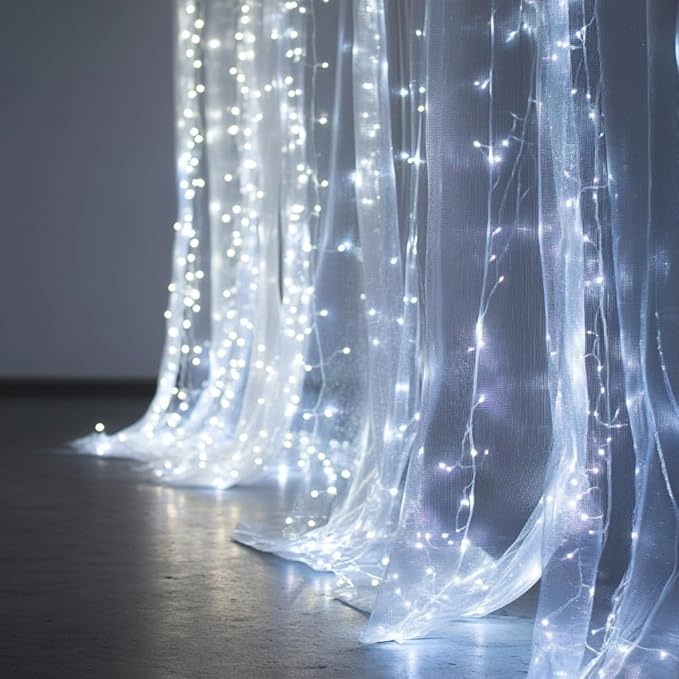 2 Pack Fairy Curtain Lights, 300 LED Upgraded Tangle-Free Hanging Lights with Remote, USB Plug in String Lights for Wall Window Wedding Party Xmas Home Décor - 9.8 x 9.8 Ft, Cool White