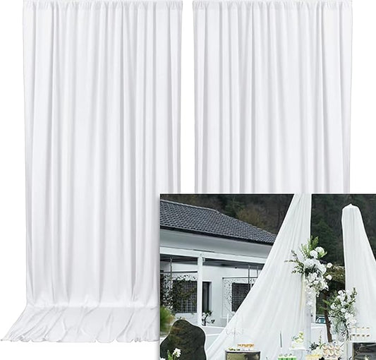 White Backdrop Curtains Wedding Background Drapes White Drapes for Backdrop Decoration Photography Video Studio Props 10x12FT TAYHQ001